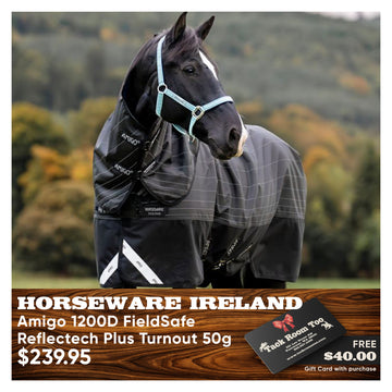 Horseware Ireland Amigo 1200D FieldSafe Reflectech Plus Turnout - Black/Reflective & Black (50g)